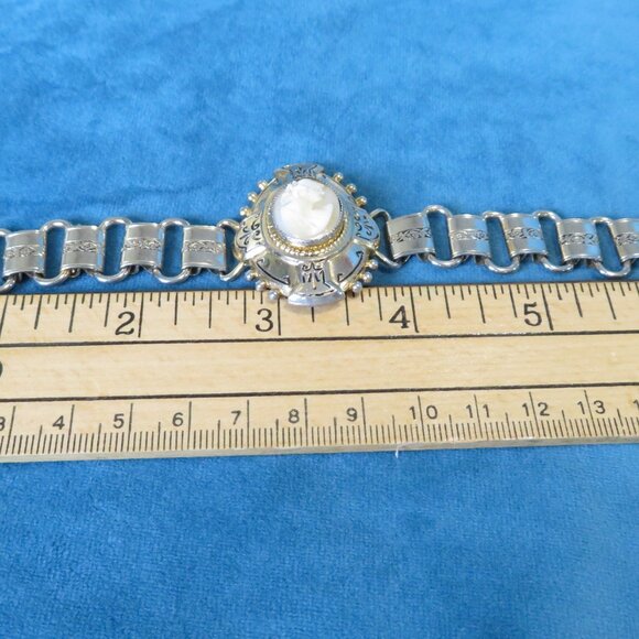 Vintage Victoria 1910 cameo Bracelet with damascene link - Picture 5 of 8